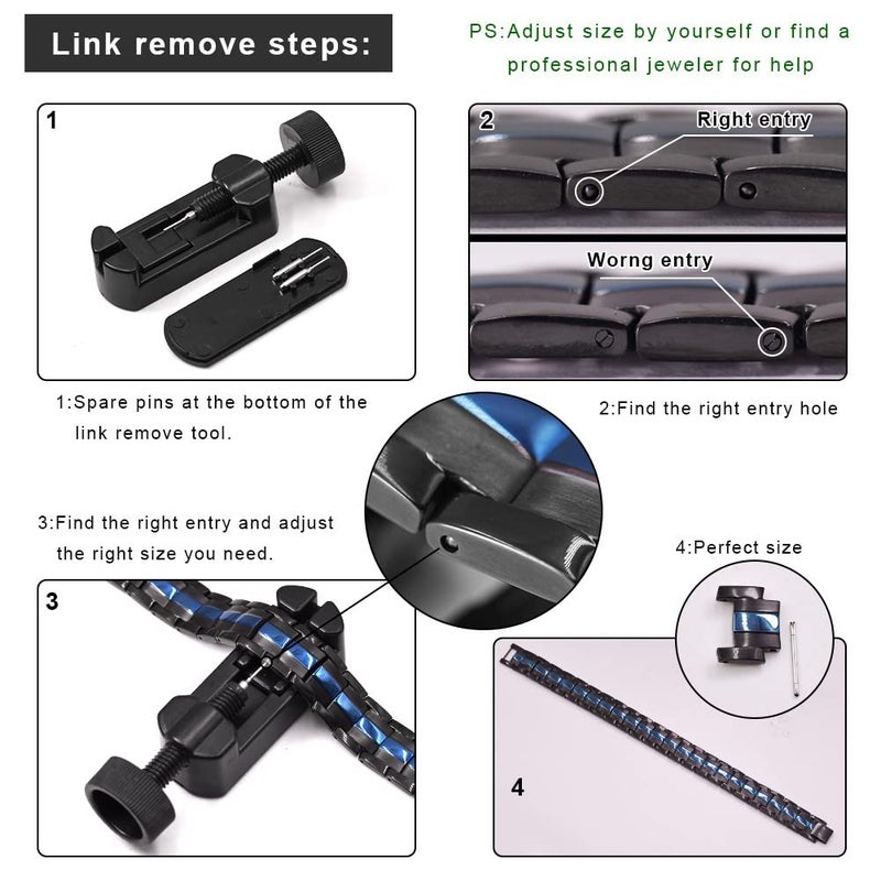 JFUME Men Magnetic Bracelet Royal Blue and Black Jewelry Gift for Men with Link Remove Tool 8.5" Adjustable - Image 5